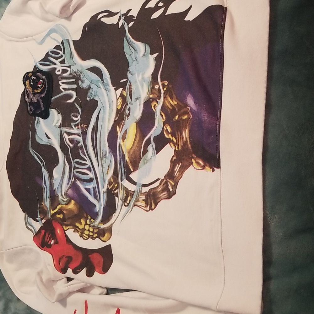 Mens hustle gang crew sweatshirt, size large, white and multi colored. brand new